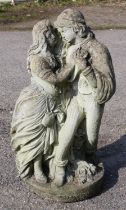 Reconstituted stone sculpture of a Renaissance couple, possibly Romeo and Juliet, 67cm high