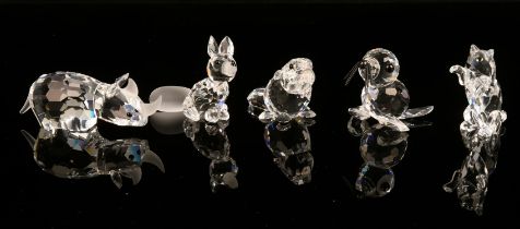 Swarovski, 23 glass animals, to comprise goose (3), cat (2), duck, bird, cockerel, panda (2), rhino,