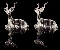 Swarovski, seated Kudu, designed by Michael Stamey, plus one stand, boxed (2) Note: The names on