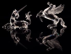 Swarovski, seated Unicorn, designed by Martin Zendron, boxed, together with Pegasus,