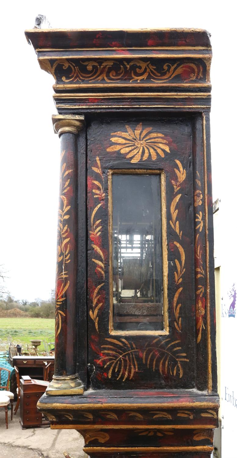 An early 19th century English longcase clock. The arch top case with three brass finials over a - Image 5 of 6