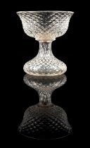 Georgian glass Nipt vase, moulded overall with a geometric pattern, 14cm high