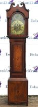 An oak and mahogany longcase clock by Kington, Arundel, the brass dial with roman numeral chapter