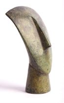 Small patinated cast bronze model of a Cycladic head, H 9.5cm
