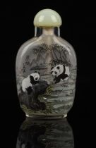 A Chinese snuff bottle, decorated on both front and back with Giant Pandas [Ailuropoda