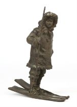 Bronze sculpture of an Eskimo, late 19th/early 20th Century, 18cm high