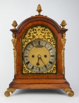 A late Victorian rosewood cased mantel clock, the 12cm dial with a steel chapter ring,