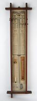 A late Victorian Admiral Fitzroy barometer, mahogany and glass cased, H 104cm, W 28cm