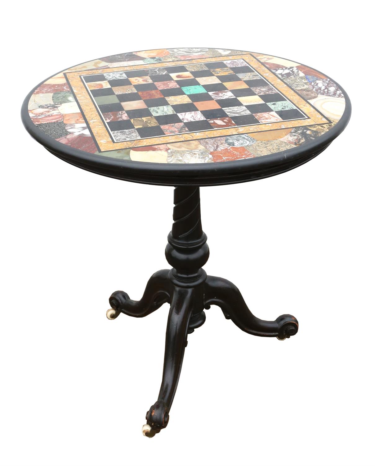 A Victorian marble topped occasional table, the chessboard top with specimen marble inlays, - Image 2 of 8