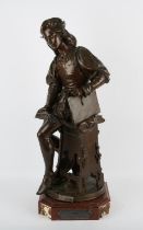 Francois Hippolyte Moreau (French, 1832-1926), a bronze figure of Raphael, signed Hip Moreau,