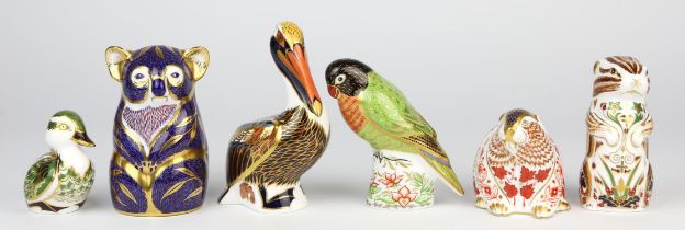 Royal Crown Derby, Pelican "Hadleigh", gold stopper, Koala bear, gold stopper, Black Faced