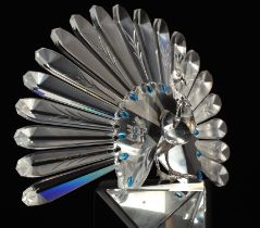 Swarovski "The Peacock" limited edition sculpture, numbered 8081-10000, designed by Adi Stoker,