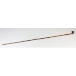 A Victorian briar riding crop dagger stick, with brass ferrule, L 86cm