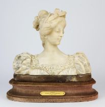 Sophie Adolf Cipriani (1880-1930), Italian carved alabaster bust of a lady, late 19th/ early 20th
