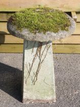 Reconstituted stone staddle stone, in two parts, 85cm high