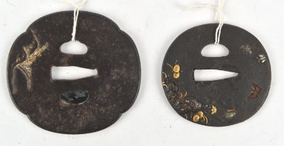 A Mito, Nara, or other School, Tsuba of mokko-gata form with two hitsu-ana [one plugged with