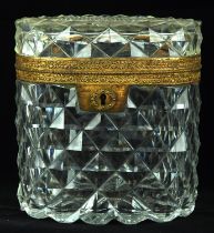 Late 19th century cut glass tea caddy with gilt brass mounts, H 13.5 cm