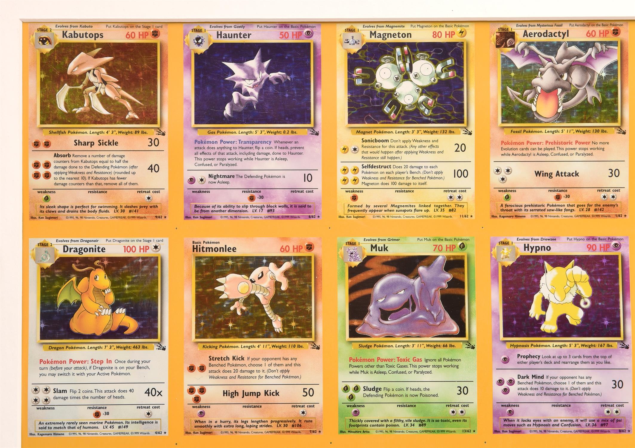 Pokemon TCG. Uncut Fossil Holo Sheet. This lot contains a framed uncut sheet featuring the - Image 5 of 13