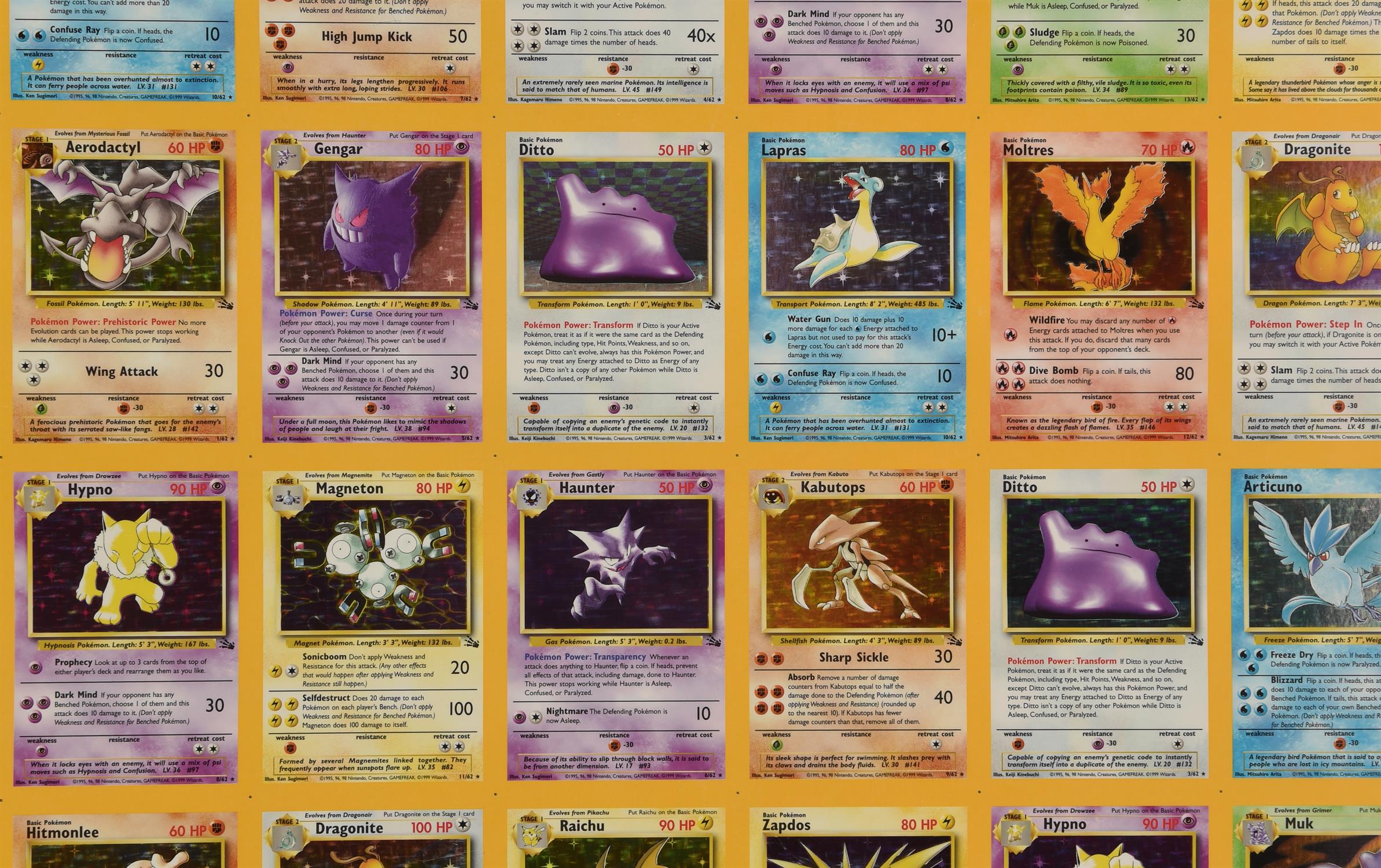 Pokemon TCG. Uncut Fossil Holo Sheet. This lot contains a framed uncut sheet featuring the - Image 7 of 13