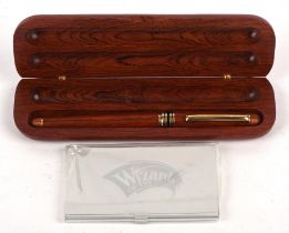 Wizards of the Coast branded Fountain Pen with wood case and Wizards of the Coast metal business