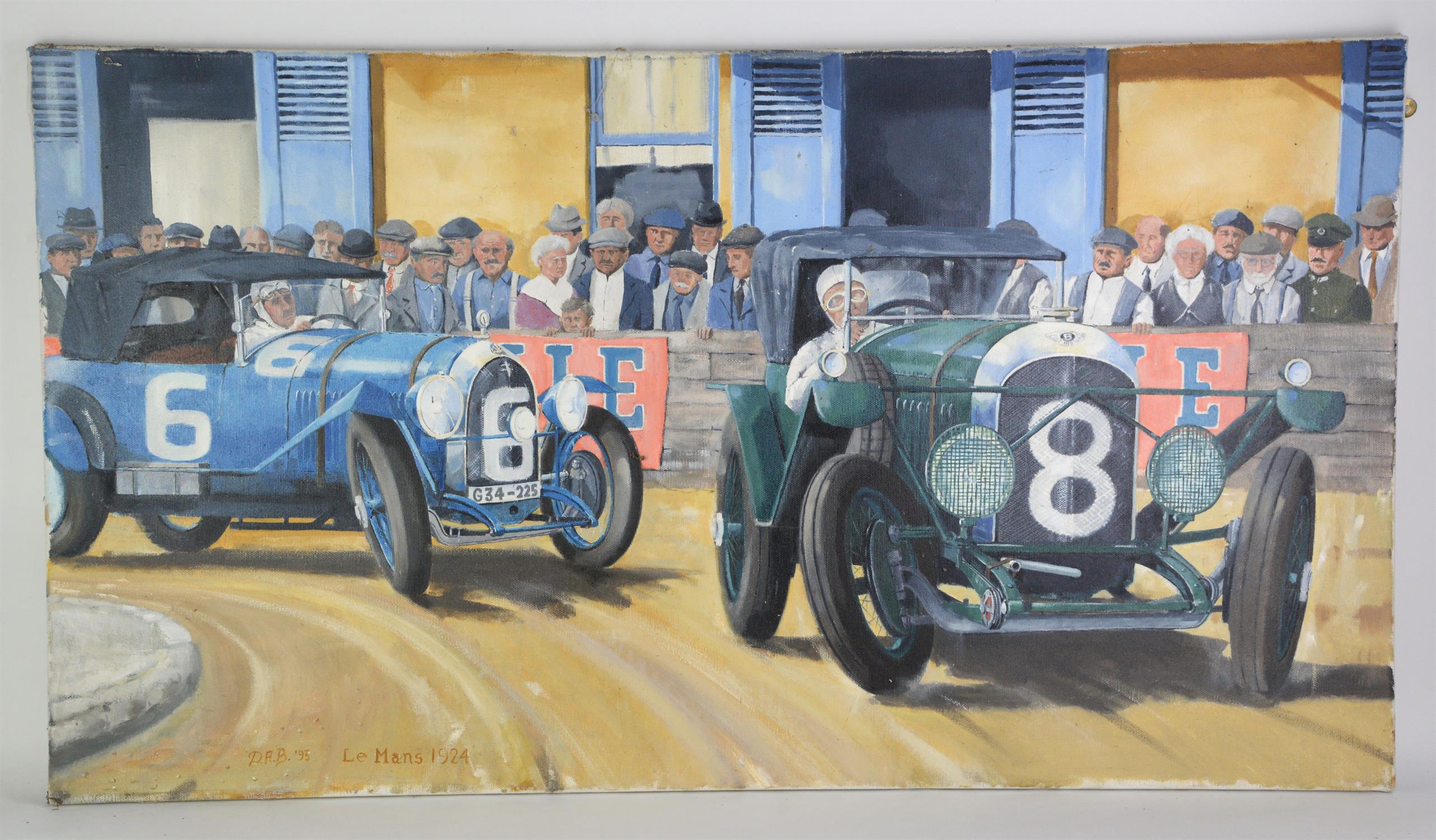 Dereck Anthony Brooks, Le Mans 1924, oil on canvas, unframed, signed and dated 95, 50 x 90cm.