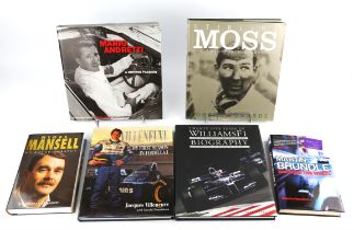 Motor Racing: Six related first edition hardback books, five of which are Signed,