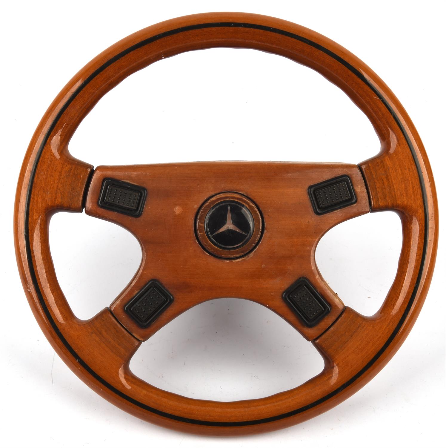 1980's/1990's Mercedes-Benz after market wooden steering wheel. With boss fitted.