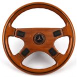 1980's/1990's Mercedes-Benz after market wooden steering wheel. With boss fitted.