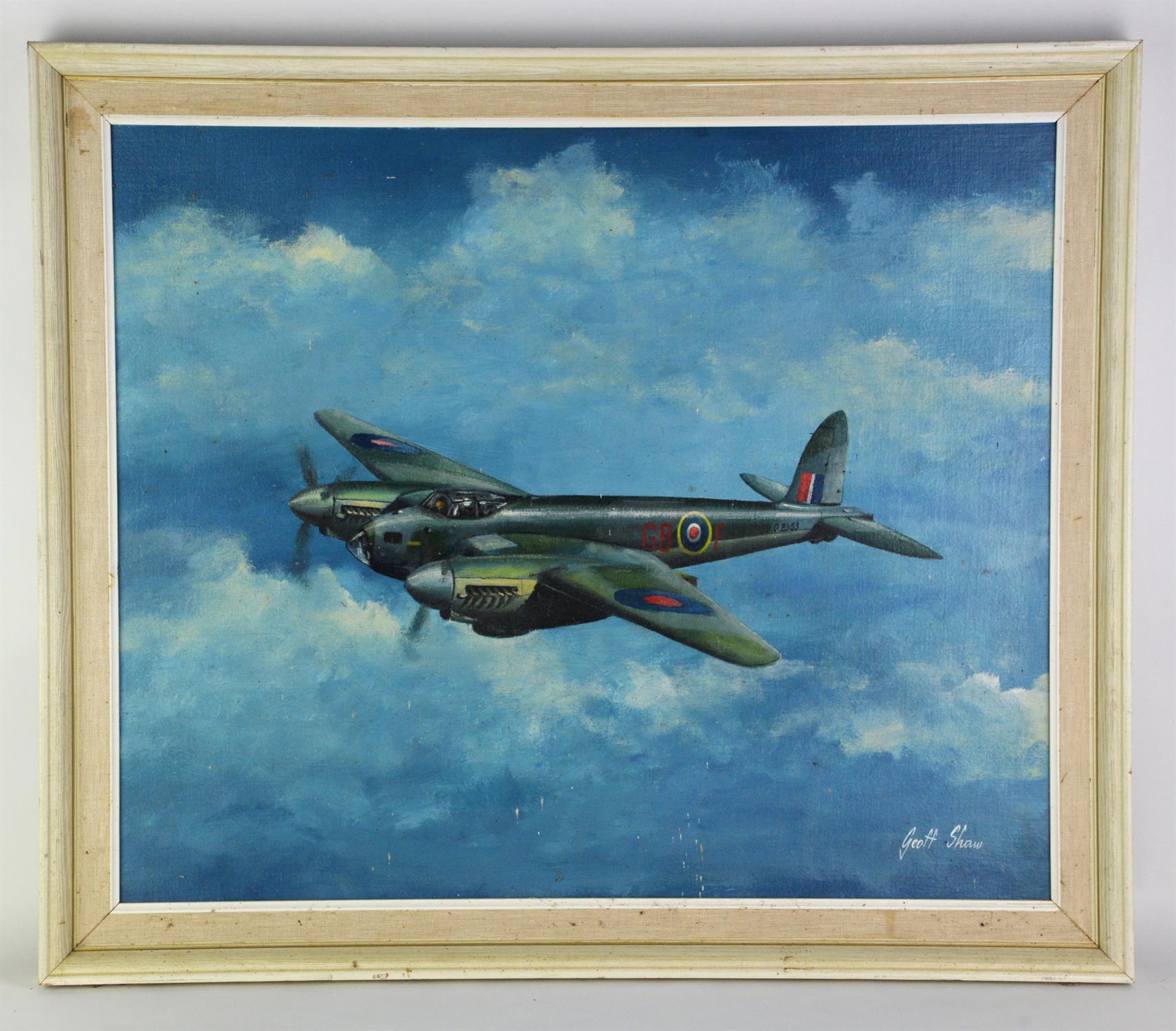 Geoff Shaw, Mosquito BIV of 105 Squadron, oil on board, signed and dated 1977, 50 x 60cm.