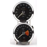 Two Vintage Smiths Gauges - 120mph Speedometer SN-6144/20A 1280 displaying 36,443 miles along with