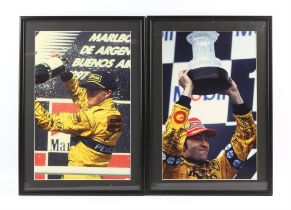 Large Collection of 15 framed F1 photographs - To include Giancarlo Fisichella and Ralf Schumacher