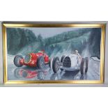 Dereck Anthony Brooks, Eifel Rennen 1936, Nurburg Ring, oil on canvas, framed, signed, 60 x 110cm.