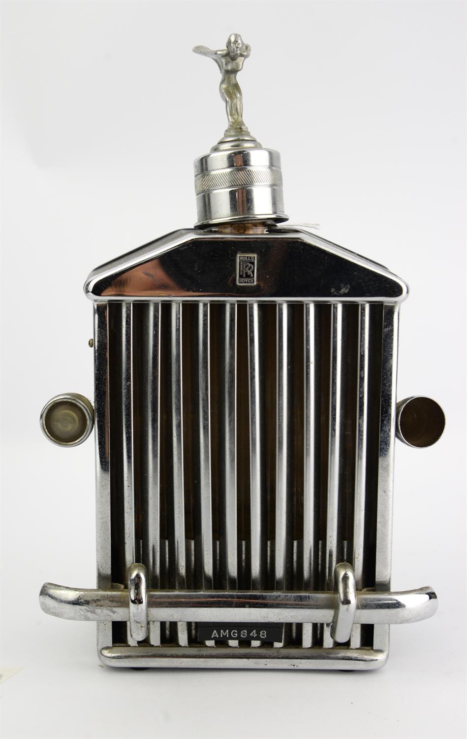 Rolls Royce - Vintage Musical Decanter in the form of a chromed Rolls Royce radiator grille with - Image 2 of 2