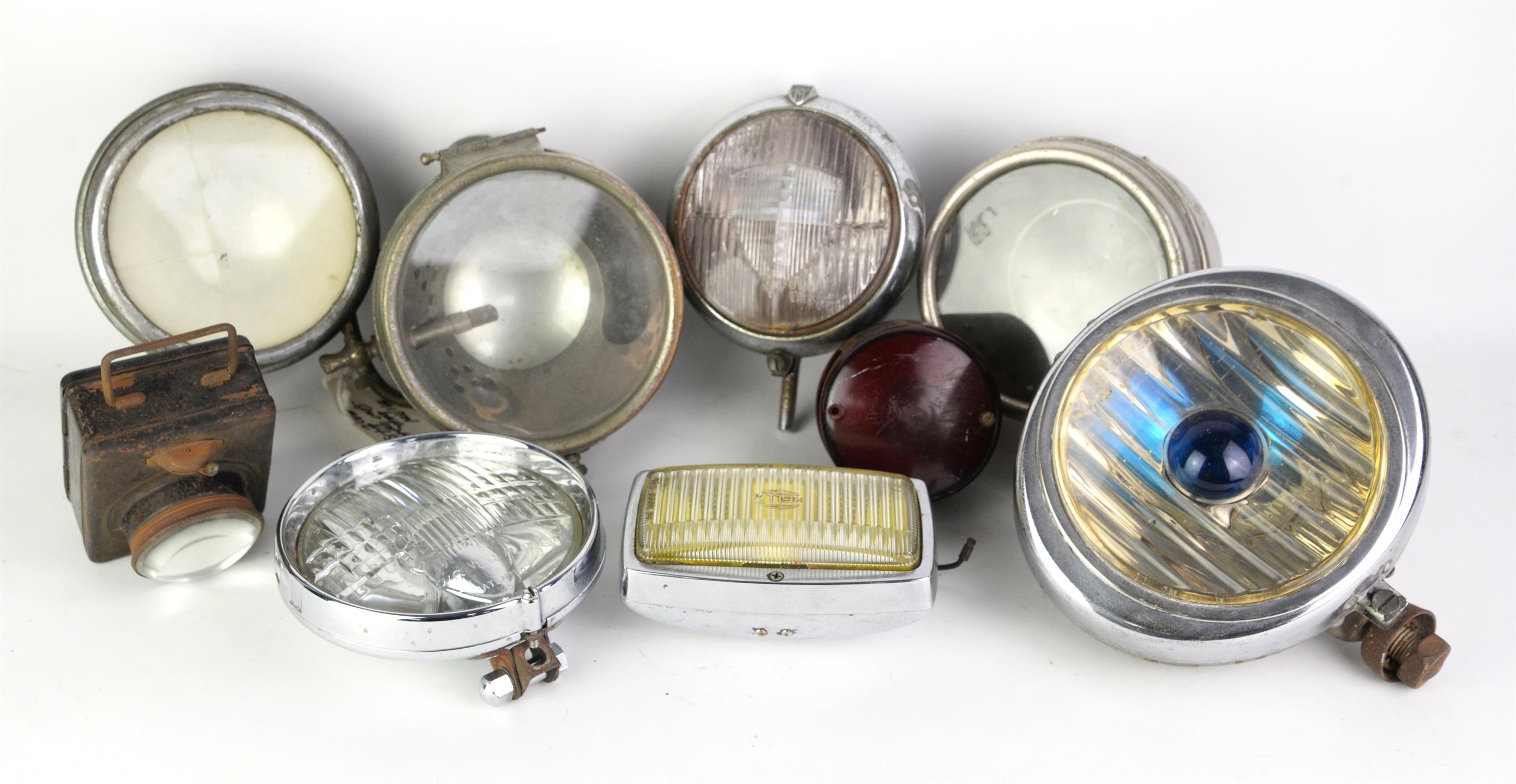 Collection of Nine Vintage Spotlights and other Lights - To include Notek Road Master spotlight,