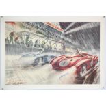 A Collection of 5 Large Geo Ham Racing Lithographs - To include, Signed Maurice Trintignant showing