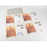 Geo Ham - Set of Four illustrated envelopes with original 1966 Monaco GP stamps signed by Roy