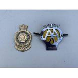 2 x Vintage classic car badges. Chrome metal AA and RAC badge. Please note this lot has the
