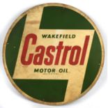 Wakefield Castrol Motor Oil Tin Sign, Diameter 60cm. Please note this lot has the standard