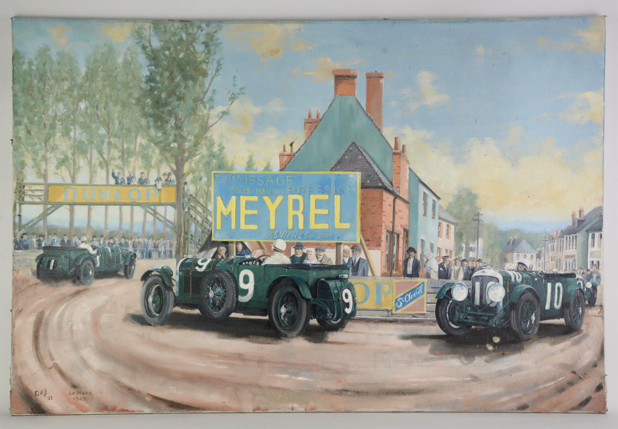 Dereck Anthony Brooks, Le Mans 1929, oil on canvas, unframed, signed and dated 93, 60 x 60cm.