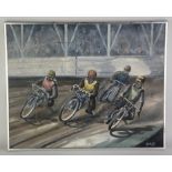 Dereck Anthony Brooks, three small Motor Cycling oils, signed. Please note this lot has the