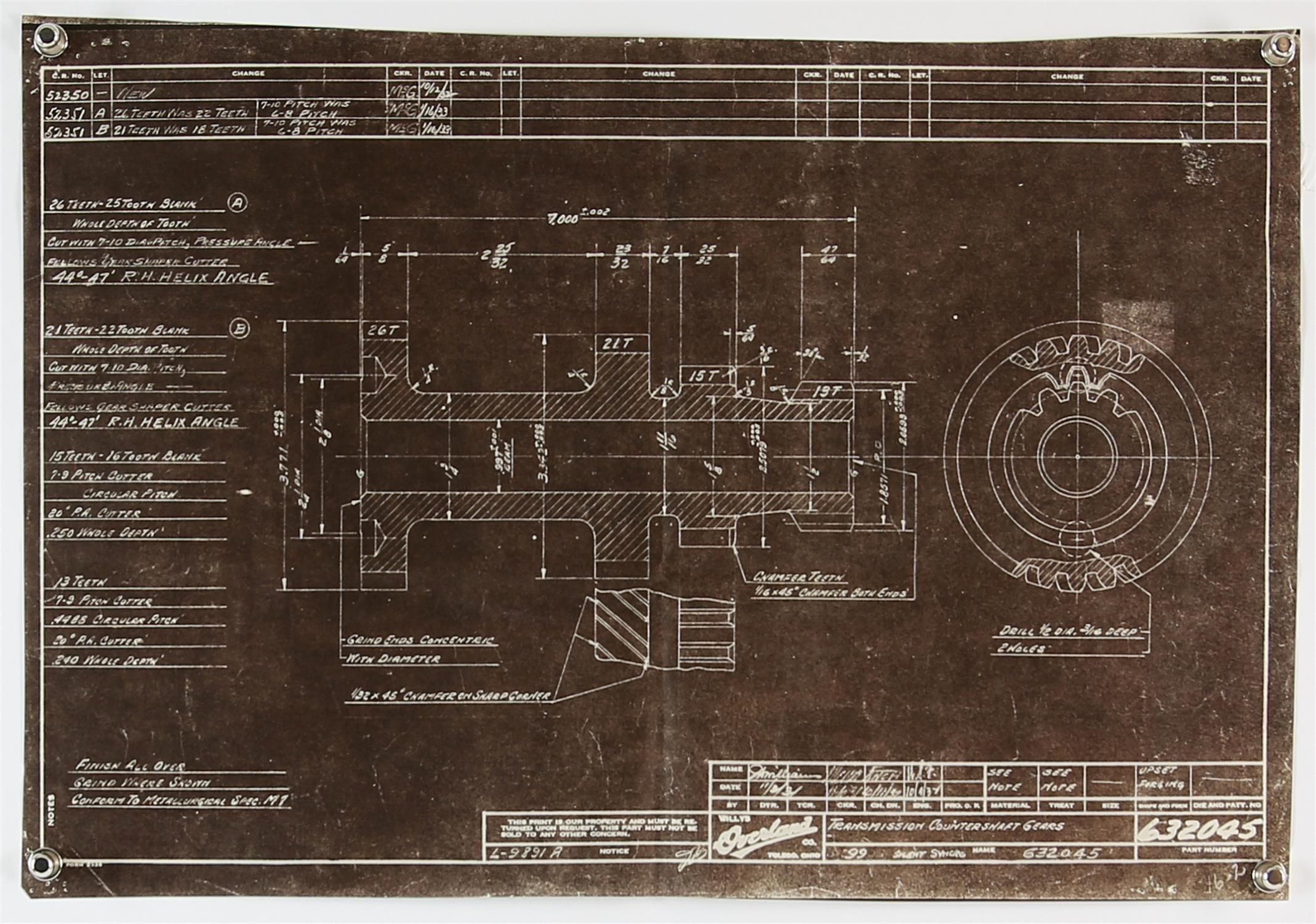 Large collection of Original Vintage Mechanical Blueprints - To include 1924 J.A. - Image 3 of 4