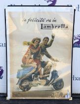 Large Vintage Vespa poster (70cm in width, 98cm high) and Villiers engine diagram posters,
