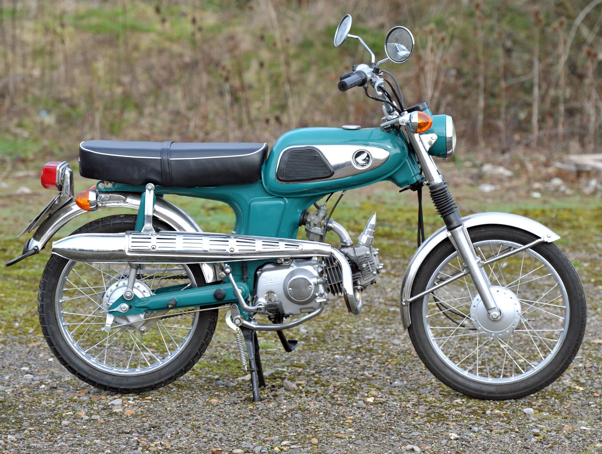 1969 Honda SS50 4 Speed. Registration number: BHY 973H. This Honda SS50 was restored in 2020 prior