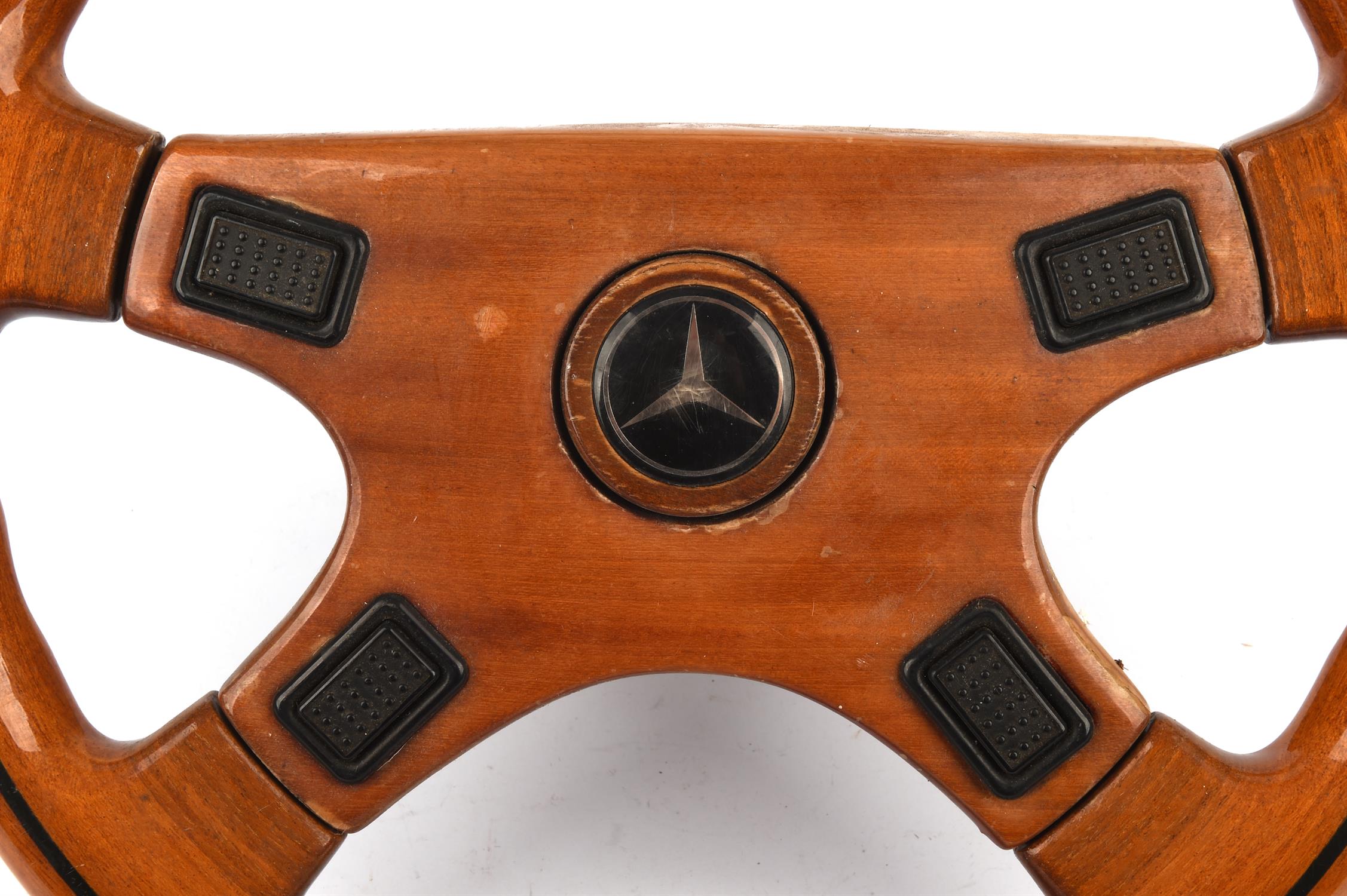 1980's/1990's Mercedes-Benz after market wooden steering wheel. With boss fitted. - Image 2 of 2