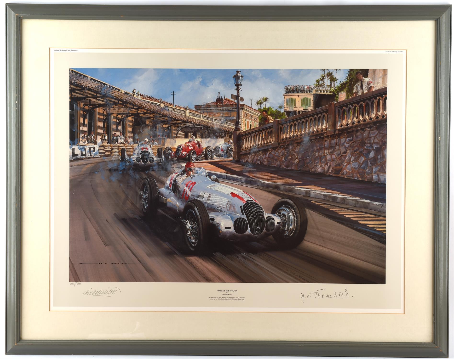 After Nicholas Watts, Coloured photographic print, " Race Of The Titans ", limited edition,