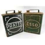 Vintage 2 gallon petrol cans with brass caps. 1 x Pratts, 1 x Esso Please note this lot has the