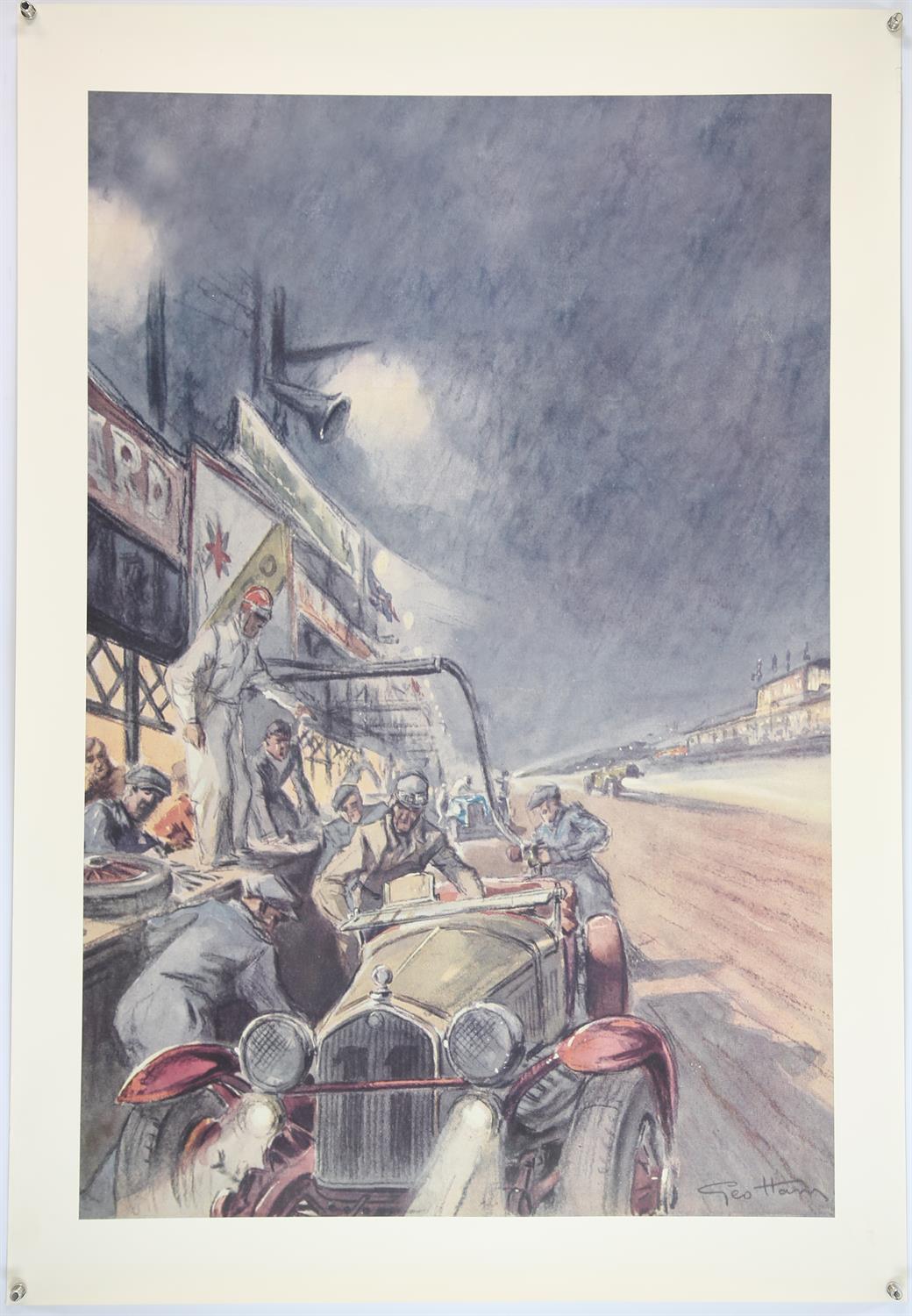A Collection of 5 Large Geo Ham Racing Lithographs - To include, Signed Maurice Trintignant showing - Image 2 of 2