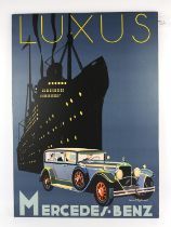 Mercedes-Benz - Luxus poster on board, 59x84cm. Please note this lot has the standard Ewbank's