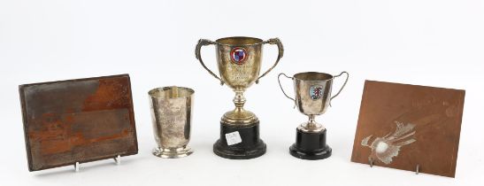 Three Vintage silver plated Car awards and other items - To include Martini Rally 1960 F.