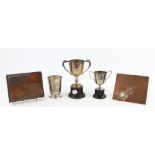 Three Vintage silver plated Car awards and other items - To include Martini Rally 1960 F.